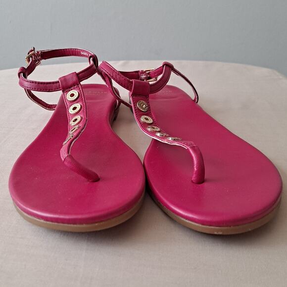 Cole Haan Effie Sandals Leather Singback Thong Flats Pink Electra Womens Size 7B - Picture 7 of 11